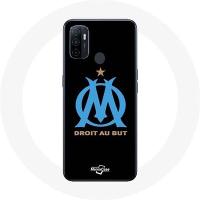 Coque Oppo A53 - Maniacase - Logo Olympique de Marseille - Rigide - Noir - Protection noir