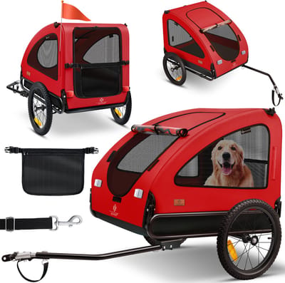 KESSER® Hondenfietskar tot 45 kg 3in1 Fietskar Hond - Rood