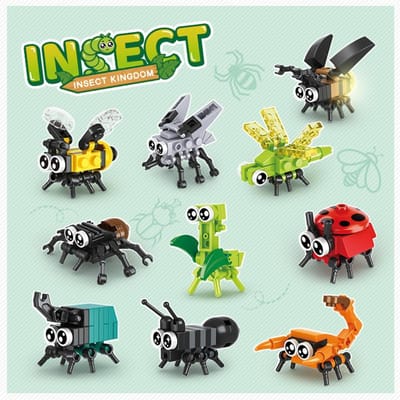 10 Stuks Creatieve Bouwstenen Dier Kerstauto Oceaan Insect Model Kinderen Gemonteerd Speelgoed Interessant Dierlijk Ornament Cadeaus