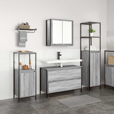 vidaXL - Badkamermeubel - Set - 3 - st - Grijs - Sonoma - 90 - x - 34,5 - x - 60 - cm