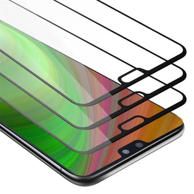 Cadorabo 3x Screenprotector geschikt voor Huawei P20 Volledig scherm pantserfolie Beschermfolie in TRANSPARANT met ZWART - Getemperd (Tempered) Display beschermend glas in 9H hardheid met 3D Touch