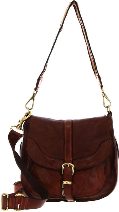 CAMPOMAGGI Leren Schoudertas Shoulder Bag With Buckle Cognac Bruine