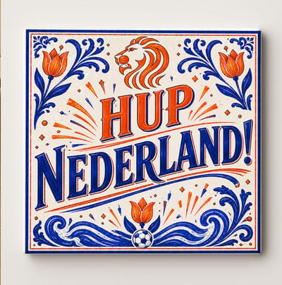 Hup Nederland Decoratieve Keramische Tegel – Nederlandse Leeuw Voetbal Supporter Design – Oranje Blauw Voetbal Wanddecoratie Tegel – Vaderlands Woondecoratie Cadeau