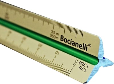 Schaal Liniaal - Meetinstrument Architect - Technische Tekeningen - Meerdere Schalen - 30cm Aluminium - Zilver Met Kleuren
