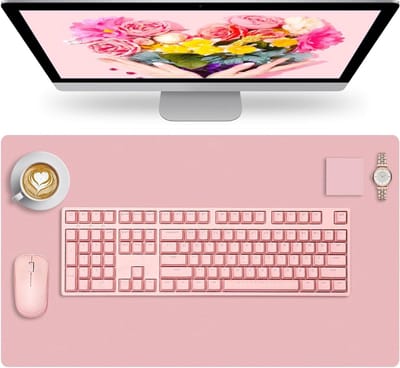 Stijlvol roze bureauonderlegger van 65x35 cm, perfect voor een georganiseerde werkplek en bescherming van je bureau