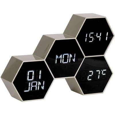Karlsson Wekker Six in the Mix - Goud - 17,5x12x4,5cm - Scandinavisch - Wekker voor slaapkamer - Wekkers