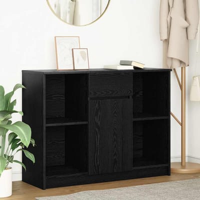 vidaXL - Dressoir - met - lade - 101x35x76 - cm - spaanplaat - zwart - eikenkleurig