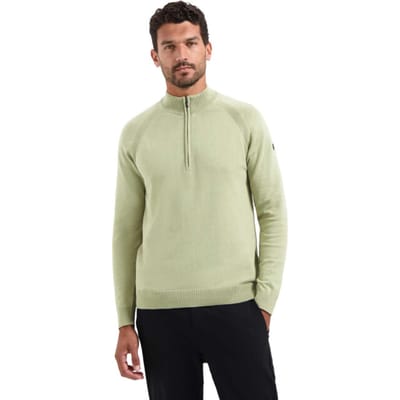 No Excess Pullover Half Zip High Collar Solid Light Moss Size: S | Sweaters Outlet | Heren | Groen