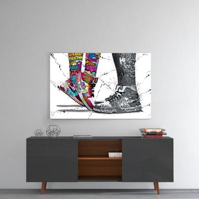 Glasschilderij - Liefhebbende - Abstract - Wanddecoratie - 72x46 cm - 4 mm
