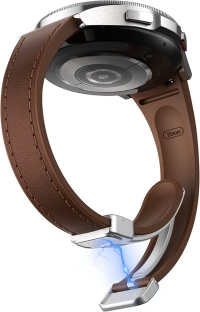 Hybride siliconen-leren bandje - geschikt voor Samsung Galaxy Watch 7 / Watch 6 / Watch 6 Classic / Watch 5 / Watch 5 Pro / Watch 4 / Watch 4 Classic / Watch FE - donkerbruin