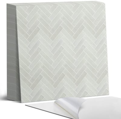 Coloray Plaktegels - Visgraatpatroon Portugese Tegels - 30 cm x 30 cm - Grijs Plaktegels - 9 stuks - Vierkant PVC Tegels - Plaktegels Keuken - Zelfklevende Vloertegels - Vinyltegels Vloer Zelfklevend - Zelfklevende Tegels