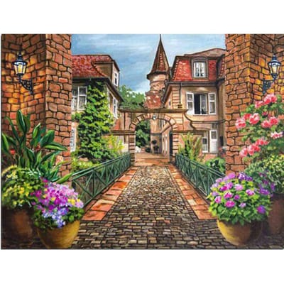 Peinture diamant 5D à perceuses rondes complètes à faire soi-même, broderie mosaïque de jardin familial 20X30CM beige