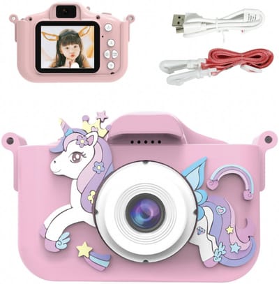 KYDDOI Digitale Kindercamera - Kindercamera HD 1080P - 1080P video - met 16GB micro sd kaart - met MP3 en spelfuncties - Fototoestel Voor Kinderen - Roze