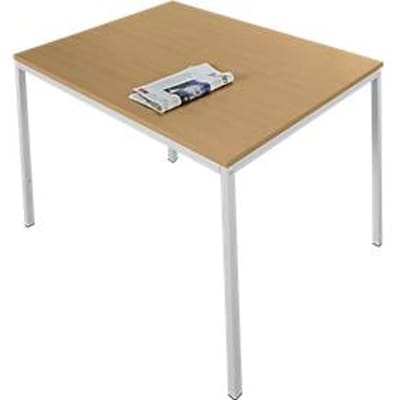 Schäfer Shop Pure Stalen buis tafel, rechthoekig, vierkante buis voet, B 1200 x D 800 x H 720 mm, beuken/wit aluminium