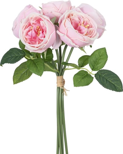 Easyplants | Kunstrozenboeket Carmen Real Touch Pink 36 cm | Zijde | Nepbloemen | pink | Onderhoudsvrij | Kant-en-klaar
