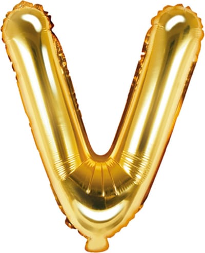 Partydeco - Folieballon Goud Letter V (35 cm)