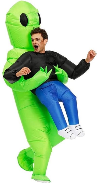 Joya Kids® Alien Kostuum | Opblaasbaar Buitenaards Kostuum voor Volwassenen | Opblaasbaar Ontvoerd Door Een Lieve Alien Man | Groen | One Size | Carnavalskleding en Halloween | Verkleedkleding