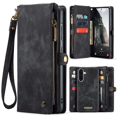 CaseMe Hoesje - Geschikt voor Samsung Galaxy A56 Hoesje - CaseMe 008 2-in-1 Book Case & Back Cover met Portemonnee - Zwart