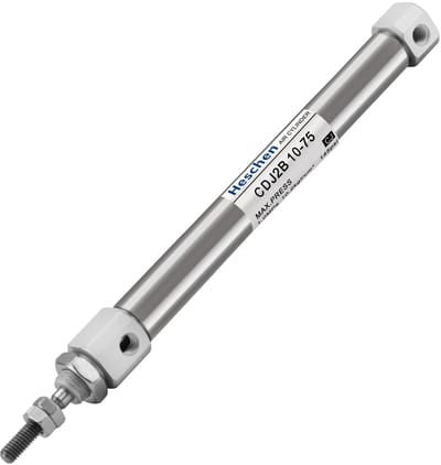 MTTProducts - Pneumatische cilinder - 10 mm Bore - 75 mm slag - Compact - M5 aansluiting - Geschikt voor industriële toepassingen - Zilver
