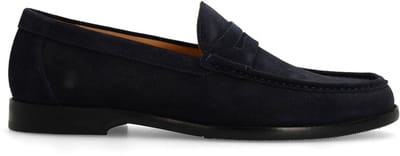 Manfield - Heren - Donkerblauwe suède loafers - Maat 40