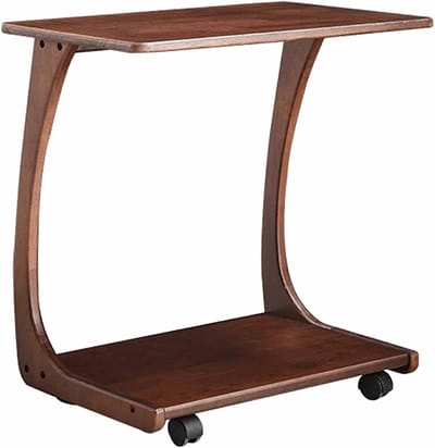 Houten bijzettafel - Roltafel nachtkastje - Woonkamer organiseren - 360 graden wielen - 40cm - Houtkleur