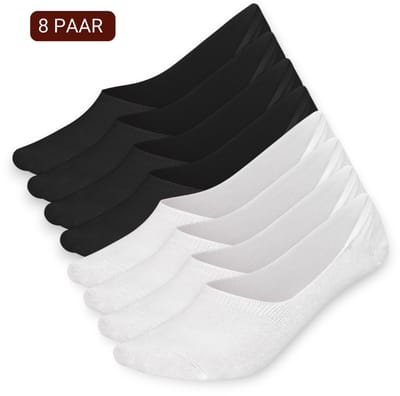 Sukats® No Show Enkelsokken 8 Paar - Invisibles - Footies - Teensokjes - Zwart & Wit - Dames - Katoen - Maat 35-38 - Sneakersokken - Voordeelverpakking - Naadloos - Onzichtbare Sokken