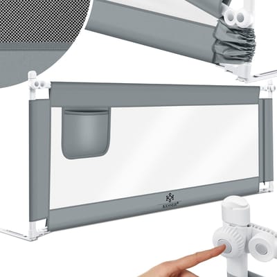 KESSER® bedhekje - Bedhek Kinderbedhek voor kinderen Baby bedhek Valbeveiligingsbed voor Bed & boxspring - 180cm, Lichtgrijs
