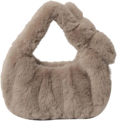 Zachte en Warme Handtas voor Dames, Pluche Shopper met Rits, Ideaal voor Dagelijks Gebruik en Boodschappen