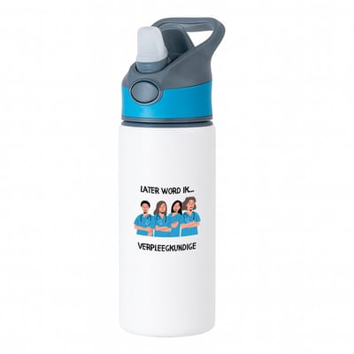 Hacebo® - later word ik verpleegkundige waterfles met rietje blauw - Verpleegkundige - Zorgmedewerkers - Artsen - ziekenhuismedewerkers - zorg - water fles - 650ML