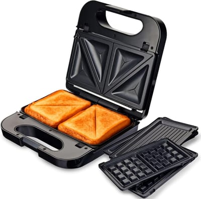 DnA® Wafelijzer Met Verwisselbare Platen - Wafelijzer Tefal - Wafelijzer Hartvorm - Zwart - 23cm x 23cm x 10cm