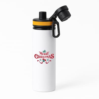 Hacebo® - Kerst merry christmas waterfles met draaidop oranje - Kerstmis - Kerst beker - winter - kerst - christmas - kerst cadeau - water fles - 850ML
