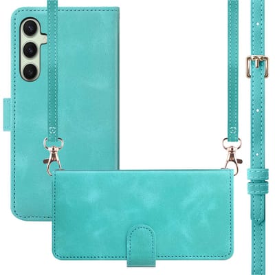 imoshion Hoesje - Geschikt voor Samsung Galaxy S25 Plus - Bookcase met koord - Turquoise