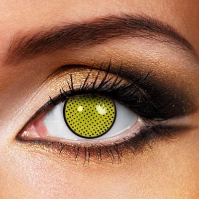 Partylens® gele kleurlenzen - Mesh Yellow Manson - zachte jaarlenzen met lenshouder - Halloween - Cosplay