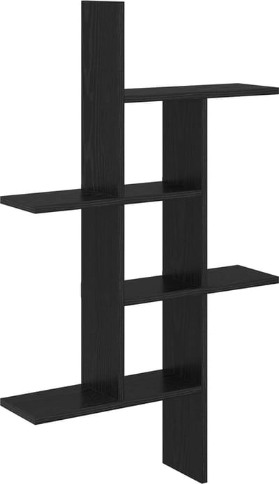 vidaXL - Wandplank - Zwart - eiken - 61 - x - 15 - x - 102 - cm - Bewerkt - hout