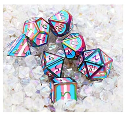 Foam Brain Games metalen dobbelstenen transgender pride vlag - RPG set.