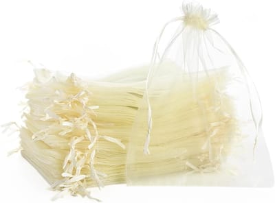 Beige Organza Zakjes 17 x 23 cm - 100 Stuks voor Trouwen, Feestjes en Cadeauverpakking