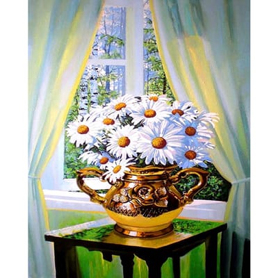 Peinture Diamant 5D DIY Pâquerettes Broderie Point de Croix Mosaïque Strass Décoration de Maison 20X30CM white