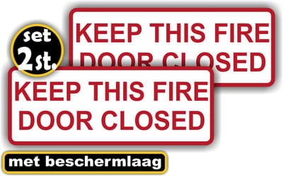 Jerma - Keep this fire door closet - Branddeur sluiten - Sticker - Set 2st - 10x25 cm - Weerbestendig