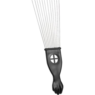 Metalen Afro Kam Afro-Amerikaanse Pick Kam Haarborstel Kappers Styling Tool Zwarte Vuist 1 zwart
