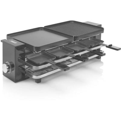 Princess Gourmetstel 162925 - Raclette Piano Black 8 personen - Regelbare thermostaat - 1200W - Parking deck voor gebruikte pannetjes – 8 pannetjes - 2 meter snoer