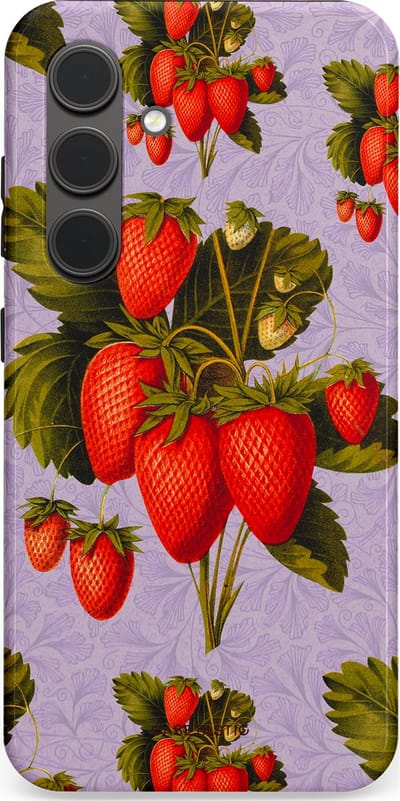 Casetastic Hoesje Geschikt voor Samsung S24 - Stijlvolle Beschermende Duo-layer Case - Wilde aarbei