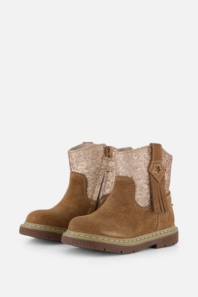 Shoesme Glitter Laarsjes cognac Suede - Dames - Maat 22