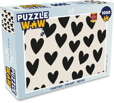 Puzzel Hartjes - Zwart - Beige - Legpuzzel - Puzzel 1000 stukjes volwassenen