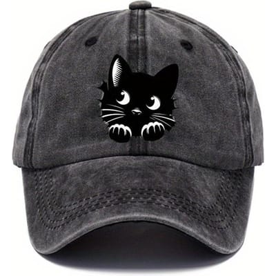 Baseballpet met Kattenprint, Schattig Ontwerp en Verstelbare Outdoor Staart Hat Adjustable black
