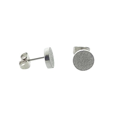 Aramat Jewels | Oorbellen | Oorbellen – 8mm Rond Sandblasted RVS Zilverkleur Unisex | | | |8mm | Staal | Volwassenen | Verkleurd niet