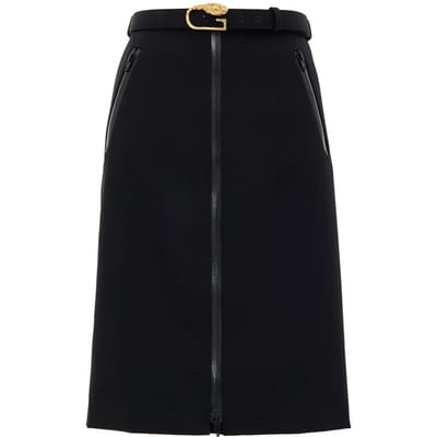 Zwarte rok met ritssluiting en riem Gucci