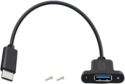 USB C naar USB 3.0 OTG Adapterkabel met Montageplaat, 10Gbps Hoge Snelheid voor Mobiele Telefoons, USB Sticks en Apparaten (Zwart, 0.3 m)