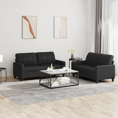 vidaXL - 2-delige - Loungeset - met - kussens - kunstleer - zwart