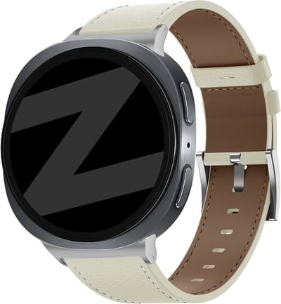 Bandz Lederen band 'Deluxe' - hoogwaardig echt leren bandje met gespsluiting geschikt voor Samsung Galaxy Watch 9 (40/44mm) / Watch 8 (40/44mm) / 8 Classic (46mm) - lichtbeige