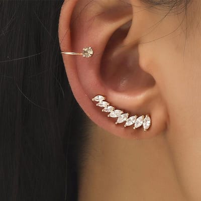 Boheemse Kristal Strass Oor Cuff Wrap Stud Clip Oorbellen Zonder Piercing Voor Vrouwen Meisje Trendy Oorbellen Sieraden Bijoux brown
